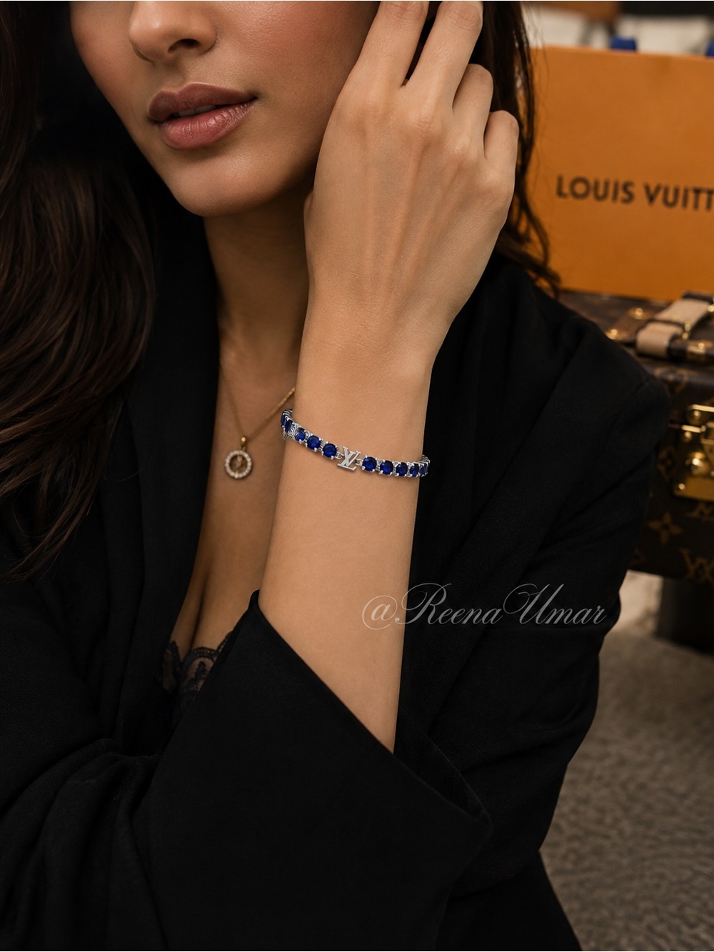 Blue Crystal Tennis Bracelet | New | Medium